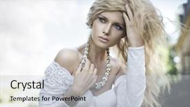  Presentation with perfect - Colorful slide set enhanced with spring fashion - perfect young blonde posing backdrop and a light gray colored foreground