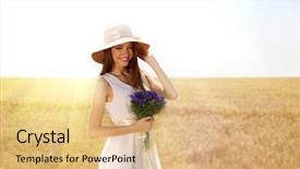  Presentation with beautiful orchid flowers - Slides consisting of spring fashion - portrait of beautiful young woman background and a  colored foreground