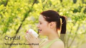  Presentation with tissue - Colorful PPT theme enhanced with spring fever - attractive woman outdoor with tissue backdrop and a yellow colored foreground