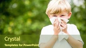  Presentation with allergy nikel - Beautiful theme featuring spring fever - child with allergy cleaning his backdrop and a tawny brown colored foreground