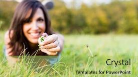  Presentation with meadow - PPT theme having spring fever - flower and meadow background and a mint green colored foreground