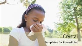  Presentation with fever - Beautiful PPT theme featuring spring fever - little girl sitting on grass backdrop and a soft green colored foreground