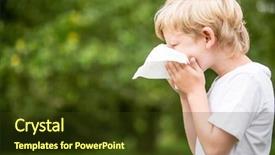  Presentation with sick child - Colorful slide set enhanced with spring fever - sick child with a cold backdrop and a tawny brown colored foreground