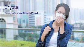  Presentation with fever - Amazing slide deck having spring fever - woman cough at outdoor backdrop and a sky blue colored foreground