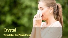  Presentation with sneezing - Amazing presentation theme having spring fever - woman with allergy backdrop and a tawny brown colored foreground