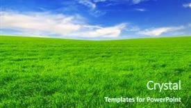  Presentation with blue sky - Slide set having spring field and blue sky background and a forest green colored foreground