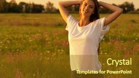  Presentation with behavior - Beautiful PPT layouts featuring spring field happiness people free backdrop and a tawny brown colored foreground