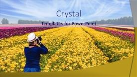  Presentation with rural tourism concept - Cool new PPT layouts with spring-flowering-kibbutz-fields backdrop and a light blue colored foreground