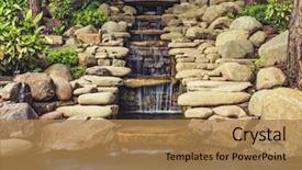  Presentation with garden pond - Amazing presentation design having stone path - spring flowers in the asian backdrop and a coral colored foreground