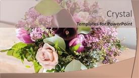  Presentation with flowers vase - PPT theme with spring-flowers-in-the-vase background and a coral colored foreground