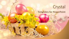  Presentation with blurred flowers - PPT theme having spring flowers over bright blurred background and a lemonade colored foreground