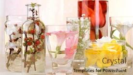  Presentation with spring water - Slide set enhanced with spring flowers submerged in water close up background and a coral colored foreground