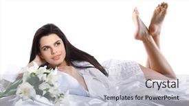  Presentation with tulips - Theme having spring flowers woman - beautiful young girl with tulips background and a  colored foreground