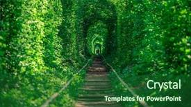  Presentation with railway - Slides consisting of spring forest tunnel of love background and a forest green colored foreground
