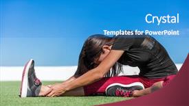  Presentation with fold - PPT layouts with spring foreward - fitness woman stretching back background and a teal colored foreground