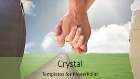  Presentation with holding hands - Theme enhanced with spring foreward - happy senior couple holding hands background and a mint green colored foreground