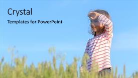  Presentation with star field - Slide deck consisting of spring foreward - joyful girl stands in field background and a light gray colored foreground