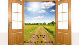  Presentation with open door policy health care - PPT theme enhanced with spring foreward - open the door to way background and a gold colored foreground