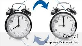  Presentation with change - PPT theme having spring foreward - time change concept alarm clocks background and a light gray colored foreground