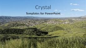  Presentation with housing - Presentation theme having spring-grass-hills-meadows background and a light blue colored foreground