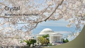  Presentation with memorial - Presentation consisting of spring in washington dc - cherry blossoms and jefferson memorial background and a light gray colored foreground