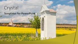  Presentation with czech republic - Beautiful presentation theme featuring spring-landscape-near-konice-near backdrop and a light blue colored foreground