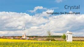  Presentation with czech republic - Cool new slides with spring-landscape-near-konice-near backdrop and a light blue colored foreground