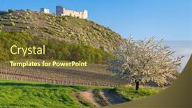  Presentation with czech republic - Beautiful theme featuring spring-landscape-near-pavlov backdrop and a tawny brown colored foreground