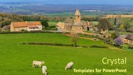  Presentation with notre dame - PPT layouts consisting of spring-landscape-with-cows background and a tawny brown colored foreground