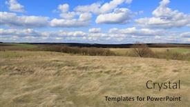  Presentation with dry - Beautiful theme featuring spring-landscape-with-dry-grassland backdrop and a coral colored foreground