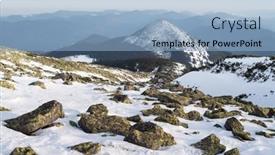  Presentation with snow mountain - PPT theme consisting of spring-landscape-with-melting-snow background and a light blue colored foreground