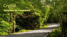  Presentation with trees - PPT theme enhanced with spring-landscape-with-road background and a tawny brown colored foreground