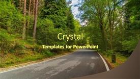  Presentation with trees - Presentation design enhanced with spring-landscape-with-road background and a tawny brown colored foreground