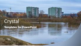  Presentation with spring water - Colorful PPT theme enhanced with spring-landscape-with-the-image backdrop and a tawny brown colored foreground