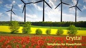  Presentation with turbine - Beautiful presentation featuring spring landscape with wind turbine backdrop and a tawny brown colored foreground