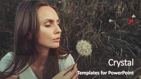  Presentation with spring nature grass - Beautiful PPT layouts featuring young woman sitting in green backdrop and a dark gray colored foreground