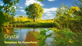  Presentation with tree river - Cool new presentation with spring-meadow-with-tree backdrop and a tawny brown colored foreground