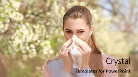  Presentation with sneezing - Amazing presentation having spring medical - sneezing young girl with nose backdrop and a coral colored foreground