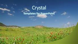  Presentation with ancient ruins - Cool new PPT theme with spring mountain landscape with ancient backdrop and a ocean colored foreground