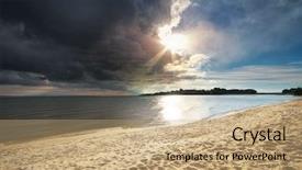  Presentation with nature river - Beautiful theme featuring spring nature composition on river backdrop and a coral colored foreground