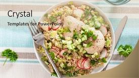  Presentation with couscous - Slides featuring spring onion radish healthy lunch background and a lemonade colored foreground