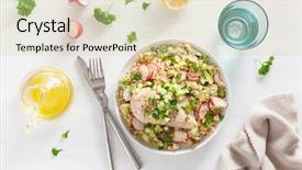  Presentation with couscous - PPT theme enhanced with spring onion radish healthy lunch background and a lemonade colored foreground