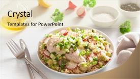  Presentation with couscous - Amazing slides having spring onion radish healthy lunch backdrop and a lemonade colored foreground