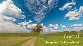  Presentation with green life - Presentation theme consisting of spring-polish-landscape-dirt-road background and a tawny brown colored foreground