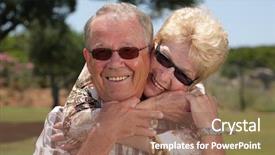  Presentation with senior couple - Slide set having spring praise - happy senior couple having fun background and a coral colored foreground