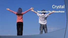  Presentation with kids - Slides enhanced with spring praise - kids holding arms up background and a ocean colored foreground