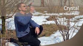  Presentation with electric bus high voltage - Presentation theme with spring processing of currant bushes background and a gray colored foreground