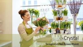  Presentation with flower woman - Audience pleasing PPT layouts consisting of spring professional - people business sale and floristry backdrop and a yellow colored foreground