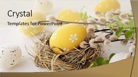  Presentation with easter - Beautiful slides featuring spring pussy willows - colorful easter eggs and willow backdrop and a lemonade colored foreground
