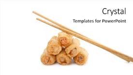  Presentation with chopsticks - Slide set having spring roll and chopsticks background and a white colored foreground